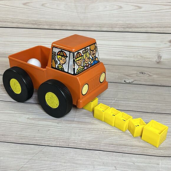 VTG Tupperware Tupper Toys Pick Em Up Truck Orange w/9 Number Cubes 70s Toy Car - Picture 10 of 13